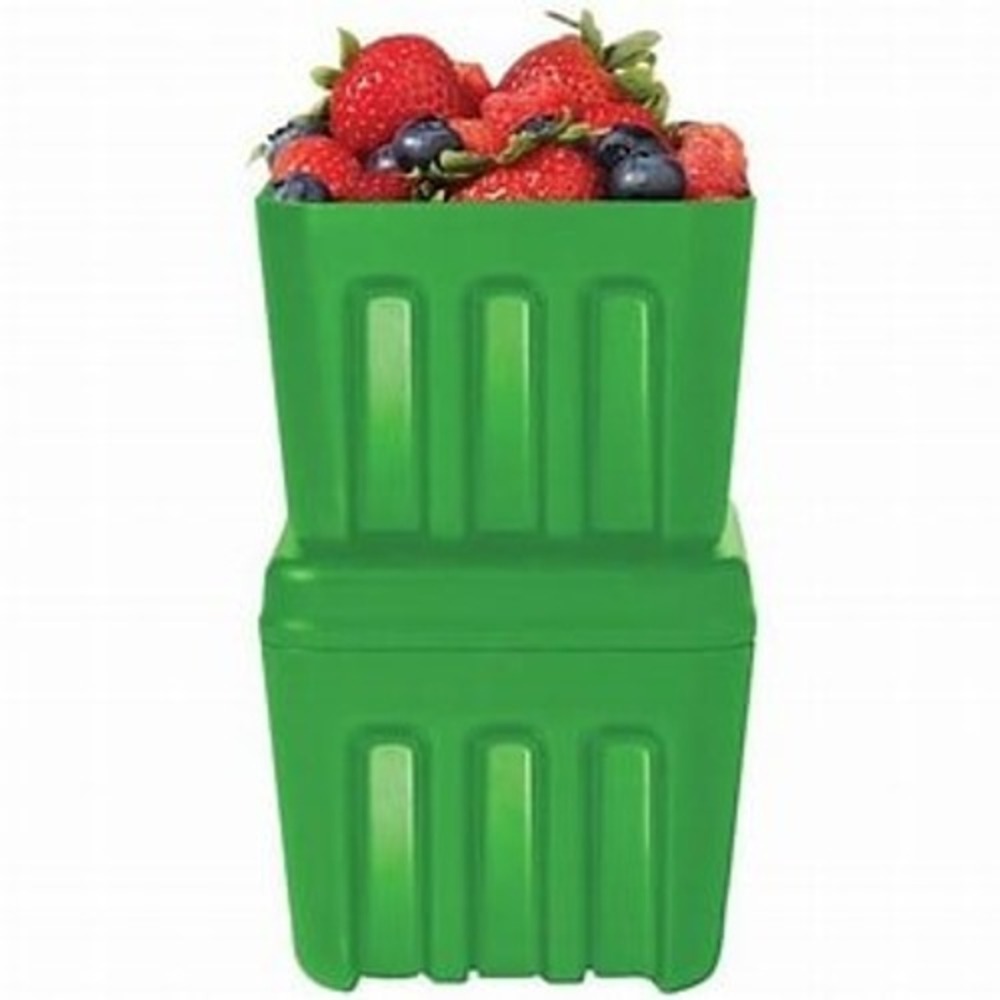 Set of 2 Green Berry Baskets Farmers Market Style Fruit Bowls